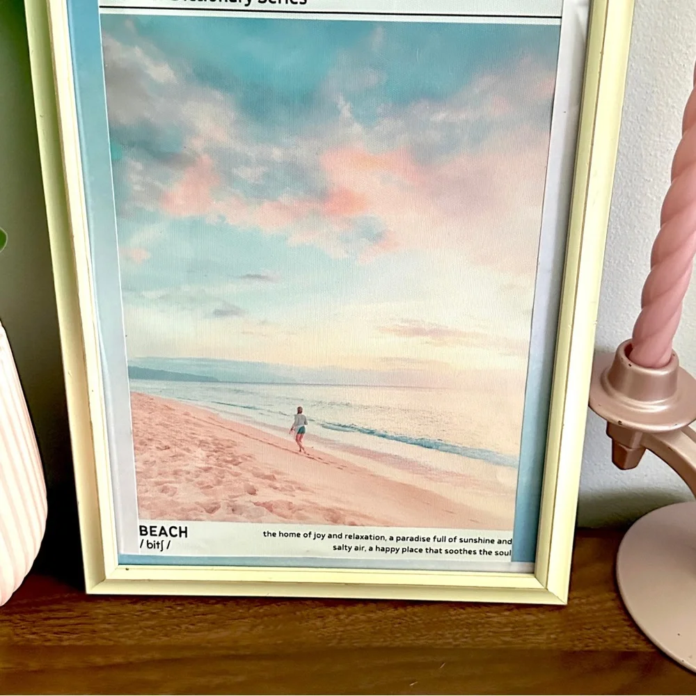 BEACH Summer Dictionary Series Ocean Canvas Art Print Framed Wall Art 10x13”